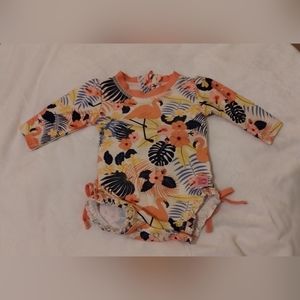 Ruffle Butts one piece flamingo tropical swimsuit size 0-3 months NWOT